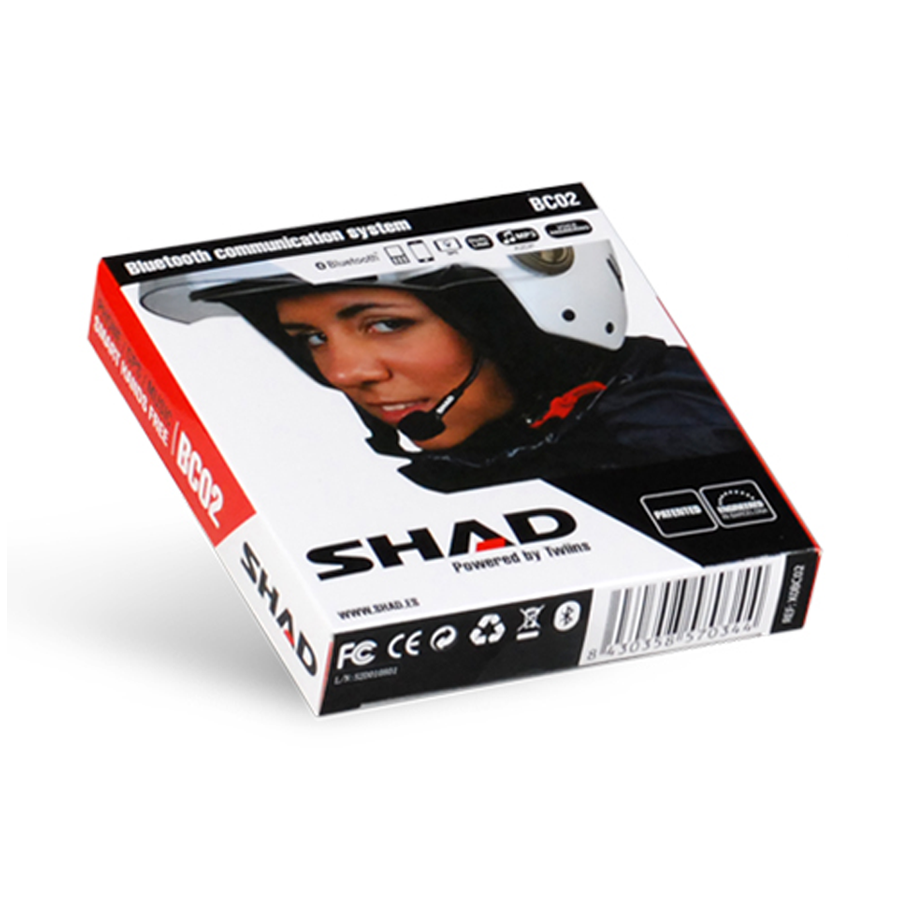 Kit mains libres bluetooth intercom SHAD BC02 2 écouteurs casque