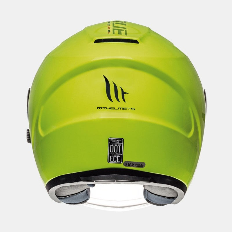 Casco de Moto MT Helmets Avenue SV Solid Amarillo Fluor Brillo Bikesport Chile